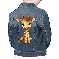 Baby Giraffe Kids' Denim Jacket - Kawaii Jean Jacket - Art Print Denim Jacket for Kids