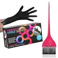Pink Hair Color Brush Powder Free Nitrile Gloves – 12 INCH Black Gloves Disposable Latex Free