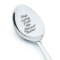 Gift for Foodie - Step Away from The Peanut Butter | Peanut Lovers Gift | Quotes for Peanut Lovers | Collection for Food Lover | Engraved Spoon -7inch