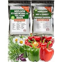 Most Needed Medicinal Herbal Seeds Including Most Popular Sweet and Hot Pepper Varieties - Great for Planting Indoor, Outdoor and Hydroponic - 100% Heirloom, Non-GMO and USA Grown - 33 Individual Pack