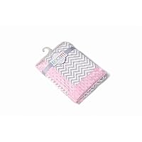 Bacati - Grey Ikat Zigzag with Popcorn Border Plush Blanket (Grey/Pink)