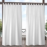 Cabana Solid Indoor/Outdoor Light Filtering Hook-and-Loop Tab Top Curtain Panel Pair, 54