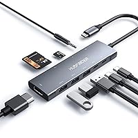 HUBFINDER USB C Hub, 9 in 1 Multiport Adapter with 100W Power Delivery，4K HDMI Output，3 USB3.0 and USB-C 5 Gbps Data Ports，SD/TF Card Reader，3.5mm Headphone Jack，for MacBook Air, MacBook Pro,iPad Pro