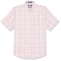 IZOD Boys' Short Sleeve Button-Down Plaid Dress Shirt