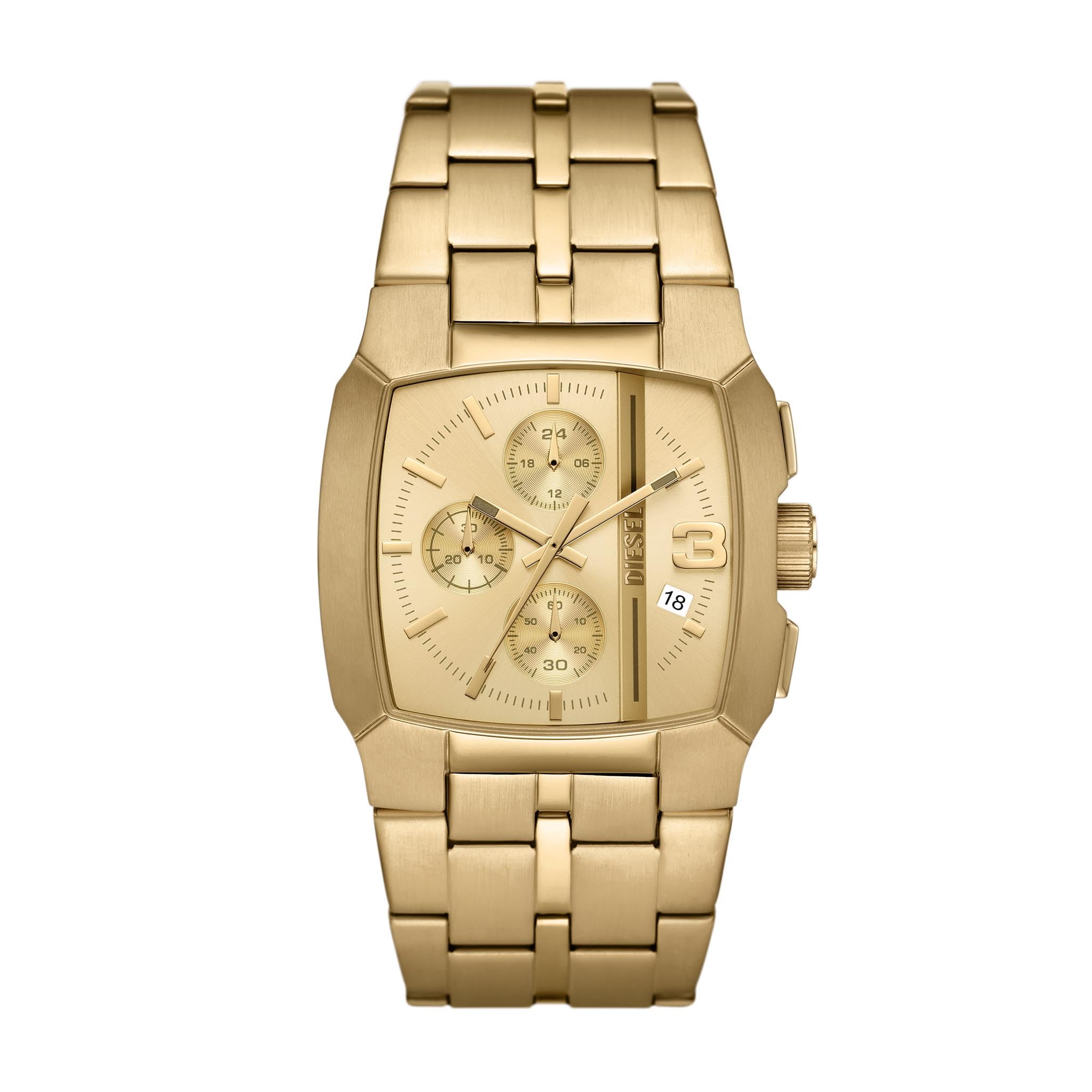 Diesel Men's 40mm Cliffhanger Quartz Stainless Steel Chronograph Watch, Color: Gold (Model: DZ4639)