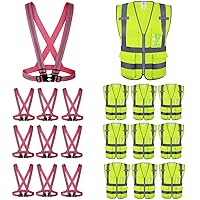 High Visibility Safety Vest with Multi Pockets and Zipper, 20pcs,L,Pink Reflective Strip Running Safety Gear, Fit for Men & Women, Work, Construction,Cycling, Running, Surveyor, Volunteer