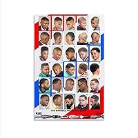 Hair Salon Poster African American Black Man Beard and Hair Style Barber Beauty Art Poster Canvas Painting Wall Art Poster for Bedroom Living Room Decor 08x12inch(20x30cm) Unframe-Style