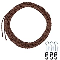 Twisted Cloth Covered Wire 32.8ft Industrial Electrical Cable 18 Gauge 2 Conductor Vintage Braided Cord Black