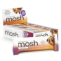 MOSH Peanut Butter Chocolate Crunch Protein Bars, 12g Grass-Fed Protein, Keto Snack, Gluten-Free, No Added Sugar, Lion's Mane, B12 Vitamins, Supports Brain Health, Workout Recovery, Breakfast To-Go (12 Bars)