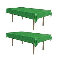 Beistle Grass Tablecovers, 54” x 108”, 2 Pieces – Plastic Table Cloth, Football Party Decorations, Sports Themed Party Decor, Green Grass Tablecloth, Rectangular Table Cloth