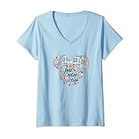 Disney Minnie Mouse Best Mom Ever Icon Flowers Mother’s Day V-Neck T-Shirt