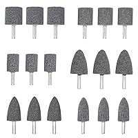 18 Pieces 2 Different Shapes Head Mounted Stone Point Abrasive Grinding Wheels Bit Set with 1/4