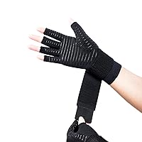 Dr.Welland Medical Arthritis Gloves with Strap, Best Open Finger Glove Hand Wrist Support for Rheumatoid Arthritis