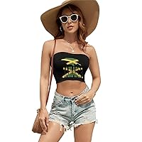 Jamaica Flag Map Women's Sexy Crop Top Casual Sleeveless Tube Tops Clubwear for Raves Party