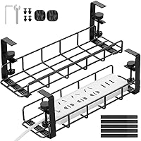 Under Desk Cable Management Tray, 31.5'' No Drill Steel Desk Cable Organizers, Wire Management Tray Cable Management Rack, Desk Cable Tray with Wire Organizer and Desk Cord Organizer