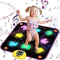 Dance Mat for Kids Electronic Dance Pad with Light Up 8-Button, Animal Theme Musical Mat with 5 Game Modes, Adjustable Volume, Birthday Ideas Gifts Toys for Age 3 4 5 6 7 8 9+ Year Old Girls Toddlers