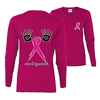 Check Yourself Breast Cancer Awareness Graphic Front&Back Womens Long Sleeves