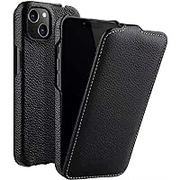 Vertical Flip Folio Phone Case, for Apple iPhone 14 Case 2022 Lychee Pattern Premium Leather Shockproof Cover [Screen & Camera Protection] (Color : Preto)