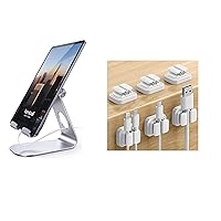 Lamicall Tablet Stand + 3-in-1 Cord Organizer Spring Clip Holder