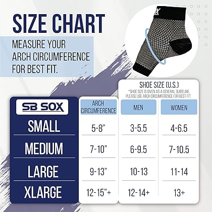 SB SOX Plantar Fasciitis Relief Socks (1 Pair) for Women & Men - Best Compression Sleeves for All Day Wear with Foot/Arch Pain Relief (Black, X-Large)