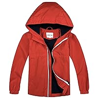 Boys Rain Jackets Lightweight Waterproof Hooded fleece Raincoats Windbreakers for Kids