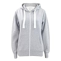 Parsa Fashions Ladies Plain Zip Up Hoodie Womens Fleece Hooded Top Long Sleeves Front Pockets Soft Stretchable Comfortable PLUS SIZES Small to XXXXXXXL (UK 6-30)