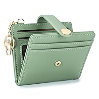 POIUGOYA Slim Wallet for Women,RFID Blocking Bifold Credit Card Holder with Zipper Coin Pocket,ID Window & Keychain