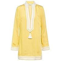Tory Burch Women's Yellow Stripe Viscose Silk Tunic