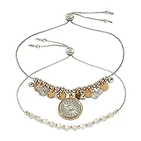 Alex and Ani Evil Eye Bolo Bracelet, Set of 2,Two Tone, Multi-Color, Expandable from 6.5 inches to 8 inches