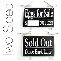 8x6 Eggs for Sale Per Dozen Sold Out Come Back Later | Farmers market Farmhouse Chickens Pasterized Local Grocery Door Plaque