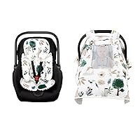Infant Car Seat Head Body Support & Car Seat Covers, Animal Baby Car Seat Cover with Peep Windows, Newborn Car Seat Insert for Girls