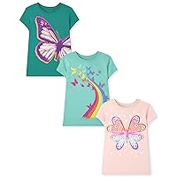 The Children's Place girls Multi Color Short Sleeve Graphic T shirt 3 Pack