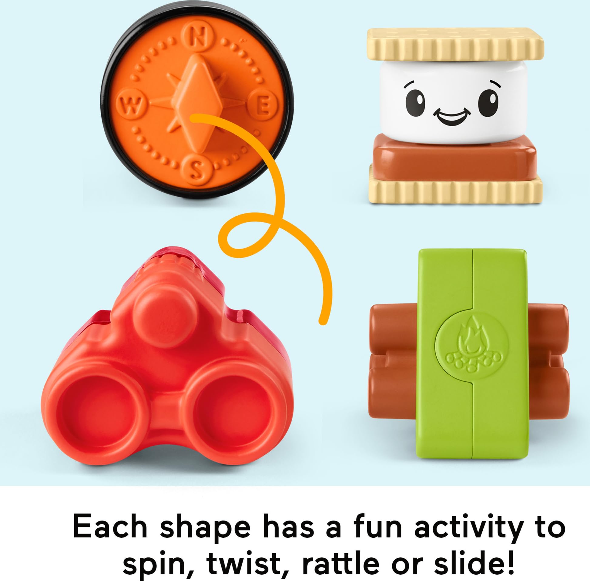 Fisher-Price Shape Sorter S’More Shapes Camping Tent Baby Toy for Ages 6+ Months