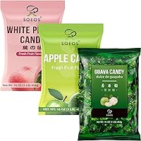 Soeos Guava Candy + Apple Candy + White Peach Candy, Classic Series Chinese Hard Candy, 16 oz (Pack of 3)