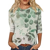 Fall Tops for Women 2023 Trendy Women's Tops and Blouses Casual Three Quarter Sleeve O-Neck Pullover Long Shirts