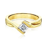 2/5 Carat Princess Diamond Solitaire Engagement Ring 14K Gold (HI/I1-I2)