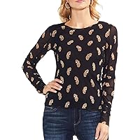 Vince Camuto Womens Ruched Paisley Pullover Blouse