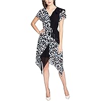 Rachel Roy Womens Mixed-Ruffle A-Line Asymmetrical Dress