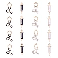 LiQunSweet 20 Pcs 4 Style Black White Injection Syringe Echometer Charms Enamel Small Medical Body Care Charm for Jewelry Making Keychain DIY Craft