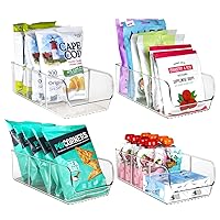 ELTOW 4 Pack Snack Organizer for Pantry, 3 Compartment Plastic Pantry Organizer Bins with Removable Dividers, Chip Organizer for Pantry, Food Packets, Spices, Condiments, Fridge, Cabinet, Kitchen