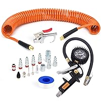 18 Pieces Air Compressor Accessories kit, 1/4 inch x 25 ft Recoil Poly Air Compressor Hose Kit, 1/4