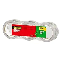 Scotch Tough Grip Moving Packaging Tape, 3 Rolls, 1.88