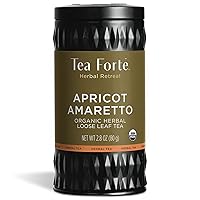 Tea Forte Apricot Amaretto Loose Tea Canister, Makes 35-50 Cups, Herbal Retreat Organic Herbal Tea, 2.82 Ounces