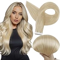 Full Shine Tape in Hair Extensions Blonde 22 Inch Real Human Hair Tape in Extensions Pu Tape in Hair 50 Gram Skin Weft Tape in Hair Extensions Human Hair Glue in Hair Extensions 20 Pcs