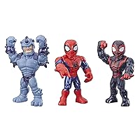 Playskool Heroes Mega Mighties Marvel Super Hero Adventures Web Warriors 3 Pack, Spider-Man, Kid Arachnid, Marvel’s Rhino, 10