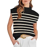 ANRABESS Women's Mock Neck Sleeveless Sweater Vest Casual Cap Sleeve Knit Pullover Tank Tops 2024 Spring Summer Clothes