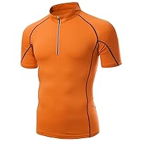 Men's Aero Cool Neck Sporty and Luxurious Short Sleeve Zip up T-Shirts