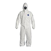 Tyvek 400D Protective Coverall with ProShield 10 Back, Zipper Front, Hood and Elastic Cuffs, White/Blue, 3X-Large, 25-Pack