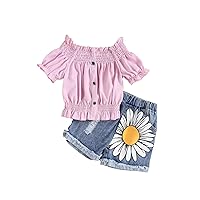 Abeera Outfit, kids' summer clothes, short sleeve drop shoulder top and shorts set for girls(3-6 Years)