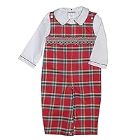 Carouselwear Holiday Christmas Smocked Boys Longal Plaid Red Outfit